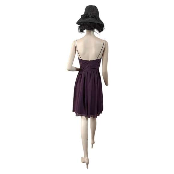 David’s Bridal Purple Straps Fit & Flare Dress Beautiful Sheer Bridesmaid Dress - Picture 6 of 13